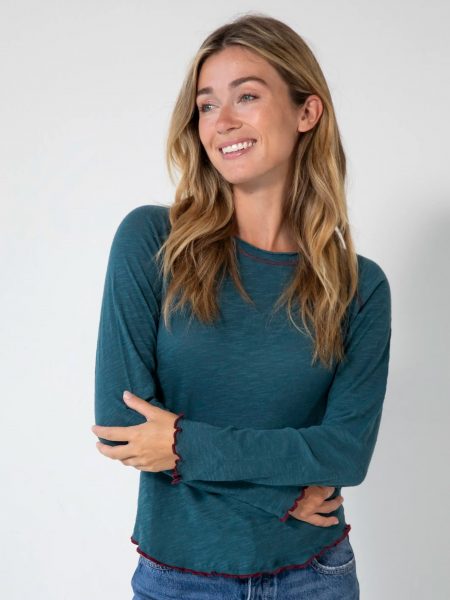 Lily Knit Long Sleeve Tee Shirt - Teal