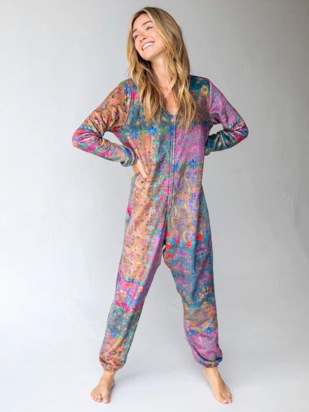 Fleece Onesie Pajamas - Vintage Rose Patchwork