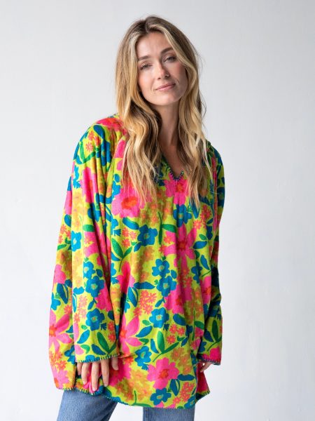 Cozy Blanket Hoodie - Pink Neon Green