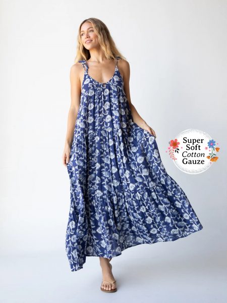 Brooklynn Maxi Dress - Blue Navy Floral
